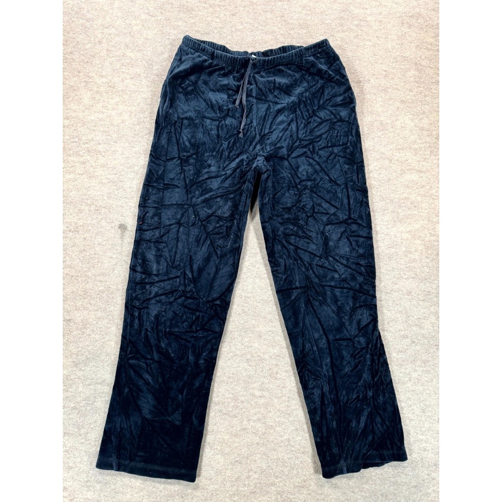 Liz Claiborne Velvet Sweatpants Womens Large Navy Blue Casual Drawstring Waist